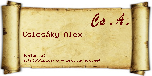 Csicsáky Alex névjegykártya