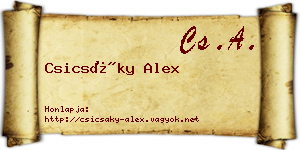Csicsáky Alex névjegykártya